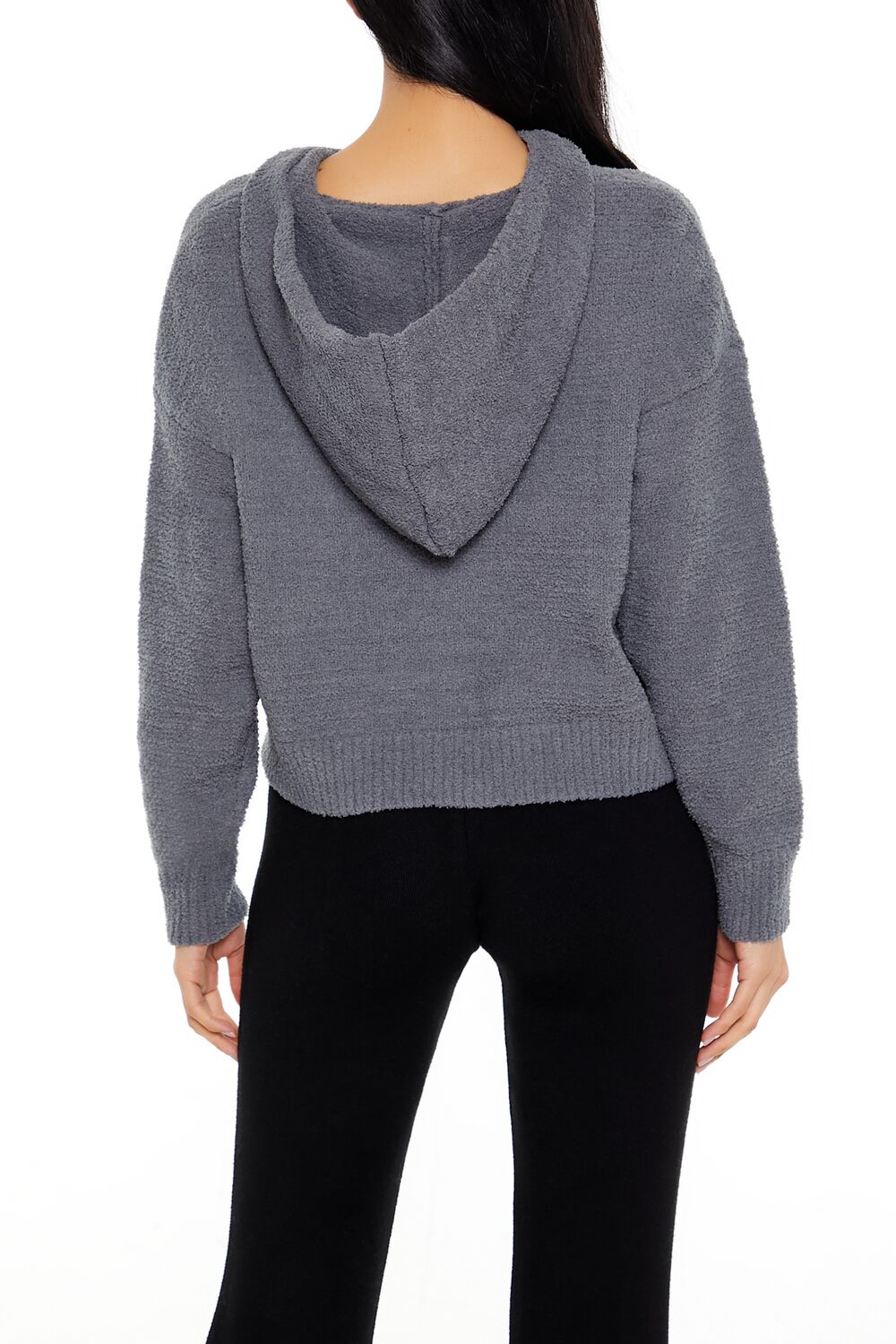  Forever 21 Hooded Lace-Up Sweater - white - Bonton