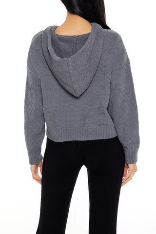 Hooded Lace-Up Sweater