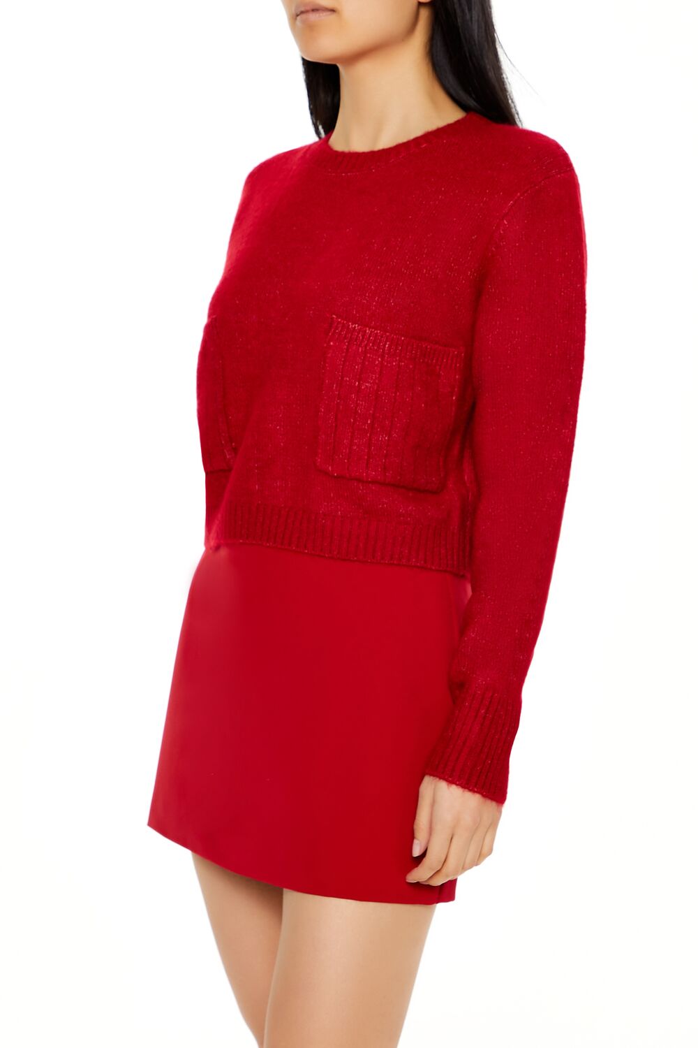  Forever 21 Cropped Crew Sweater - black - Bonton