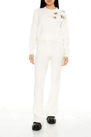 Sequin Star Drop-Sleeve Sweater