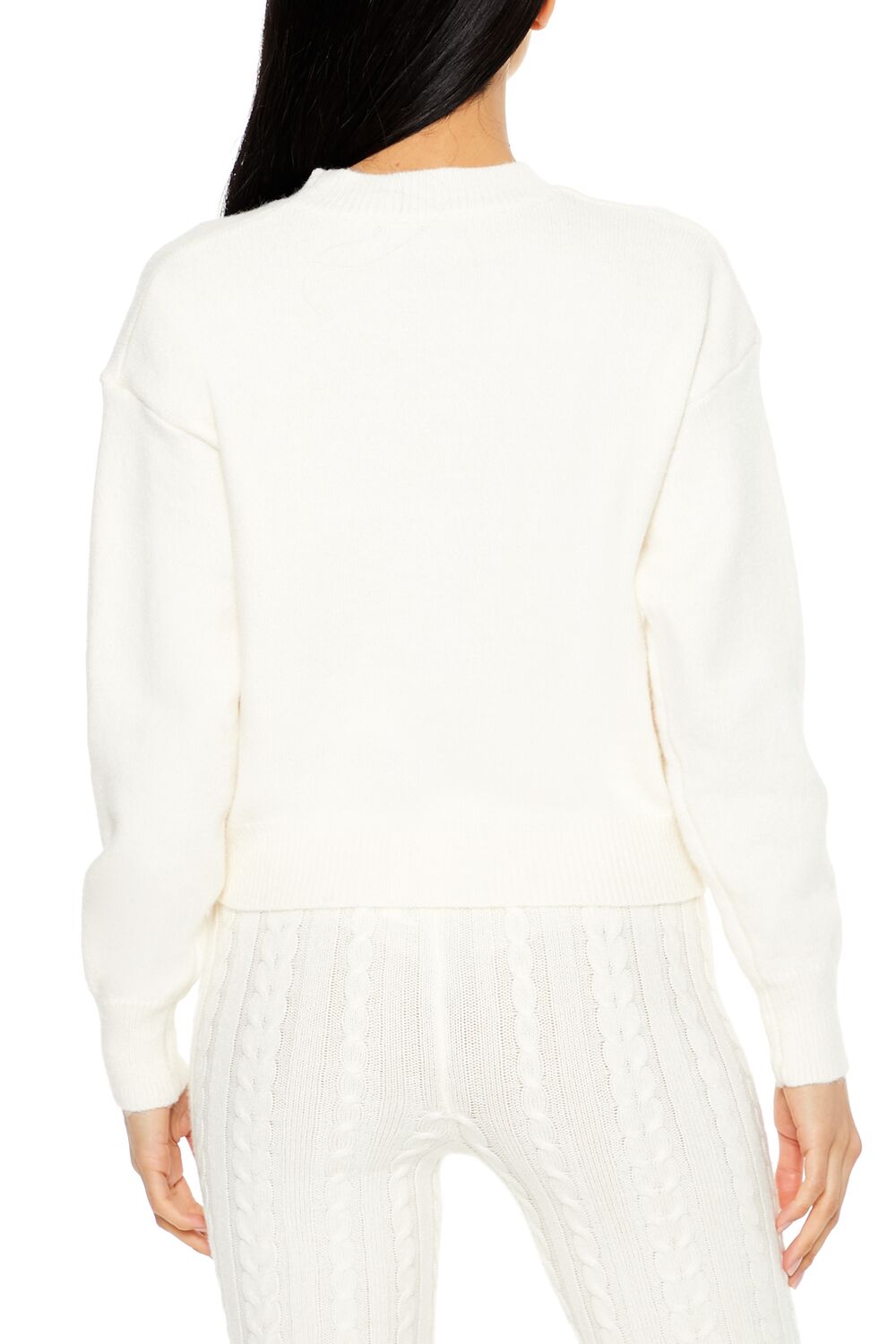  Forever 21 Sequin Star Drop-Sleeve Sweater - white multi - Bonton