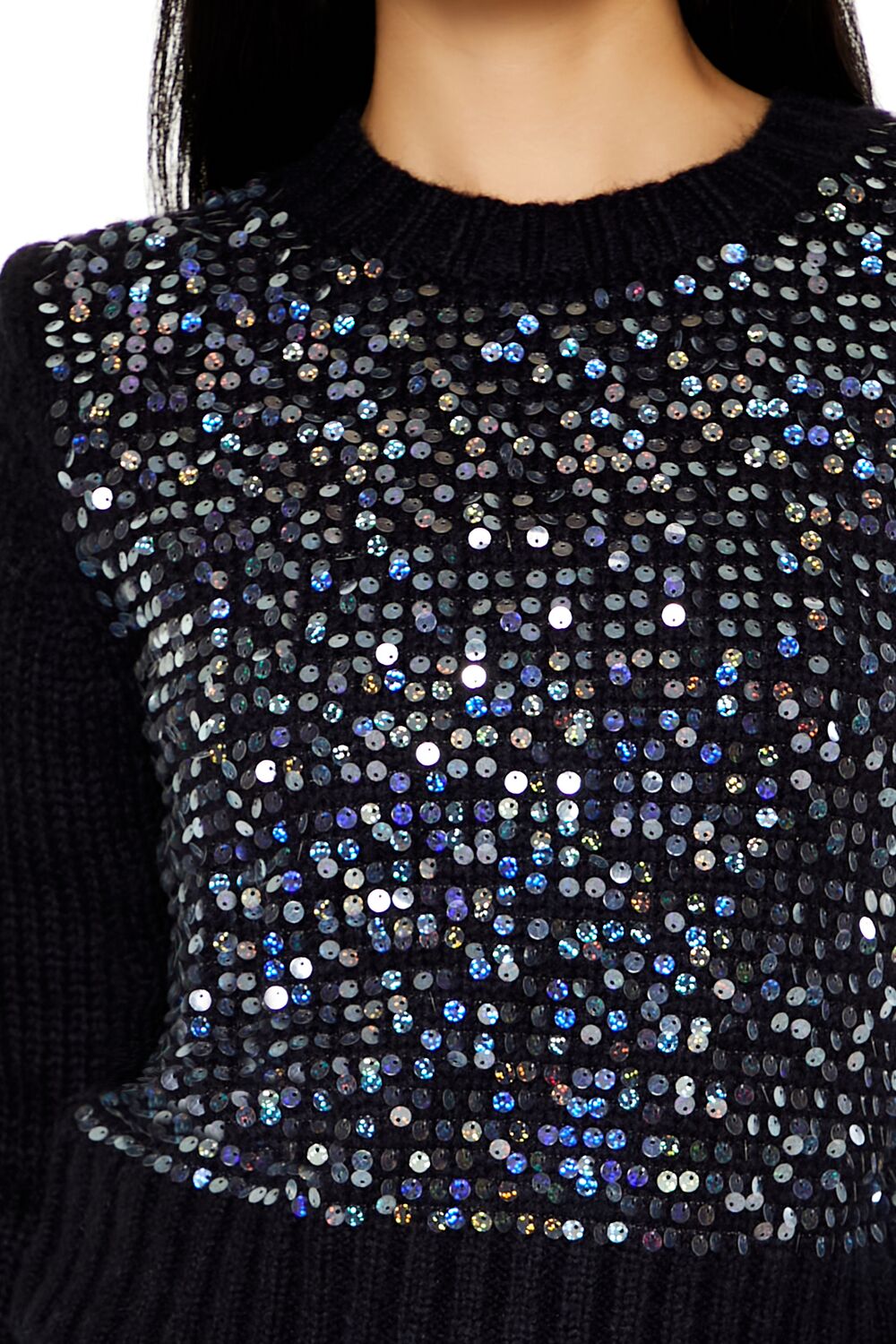  Forever 21 Iridescent Sequin Sweater - black - Bonton
