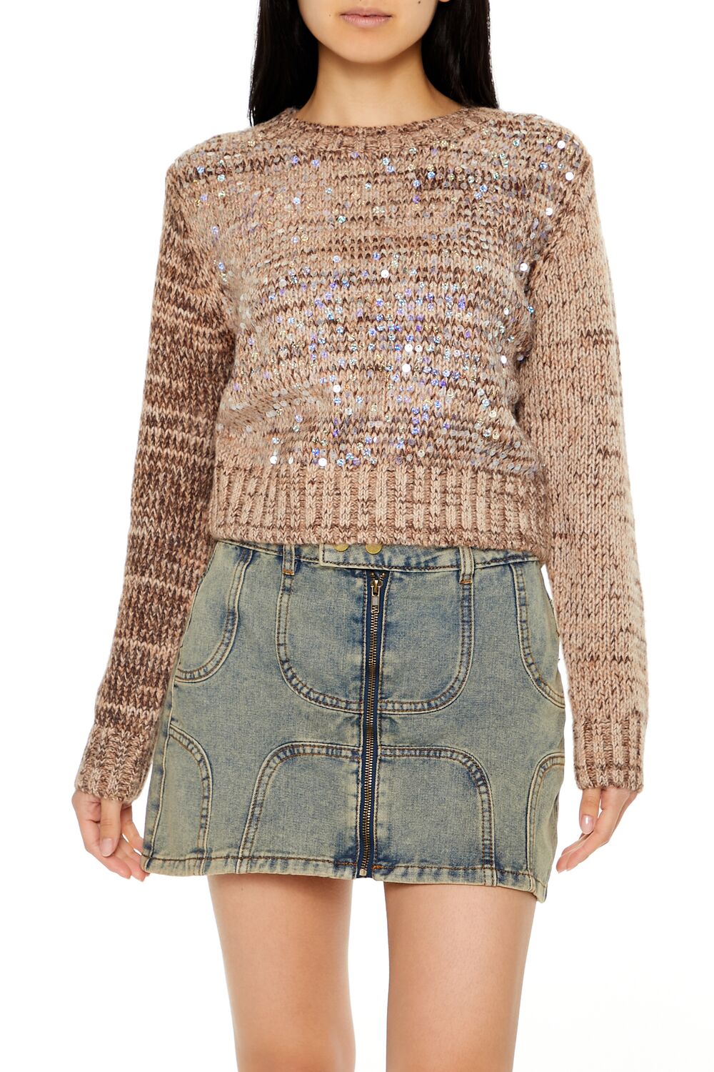  Forever 21 Iridescent Sequin Sweater - black - Bonton