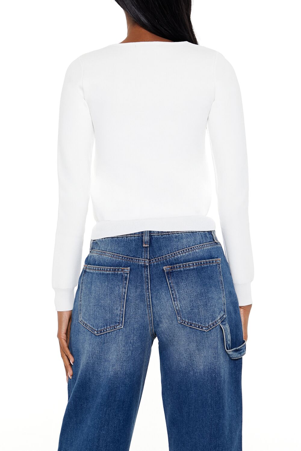  Forever 21 Faux Gem Cutout Sweater - black - Bonton