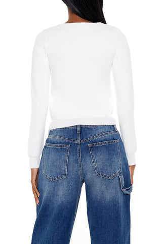 Faux Gem Cutout Sweater