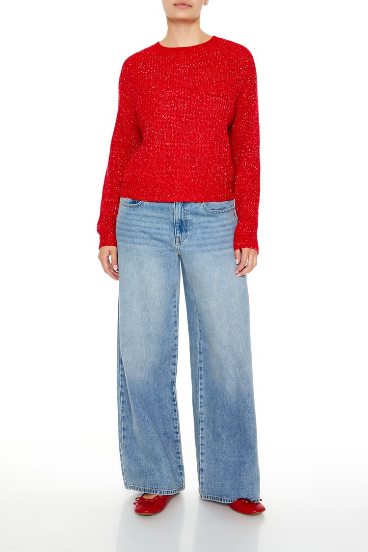  Forever 21 Metallic Knit Raglan Sweater - black - Bonton