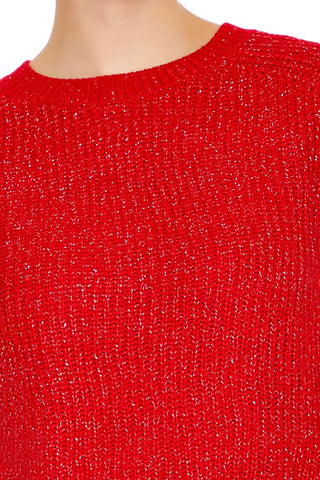 Metallic Knit Raglan Sweater