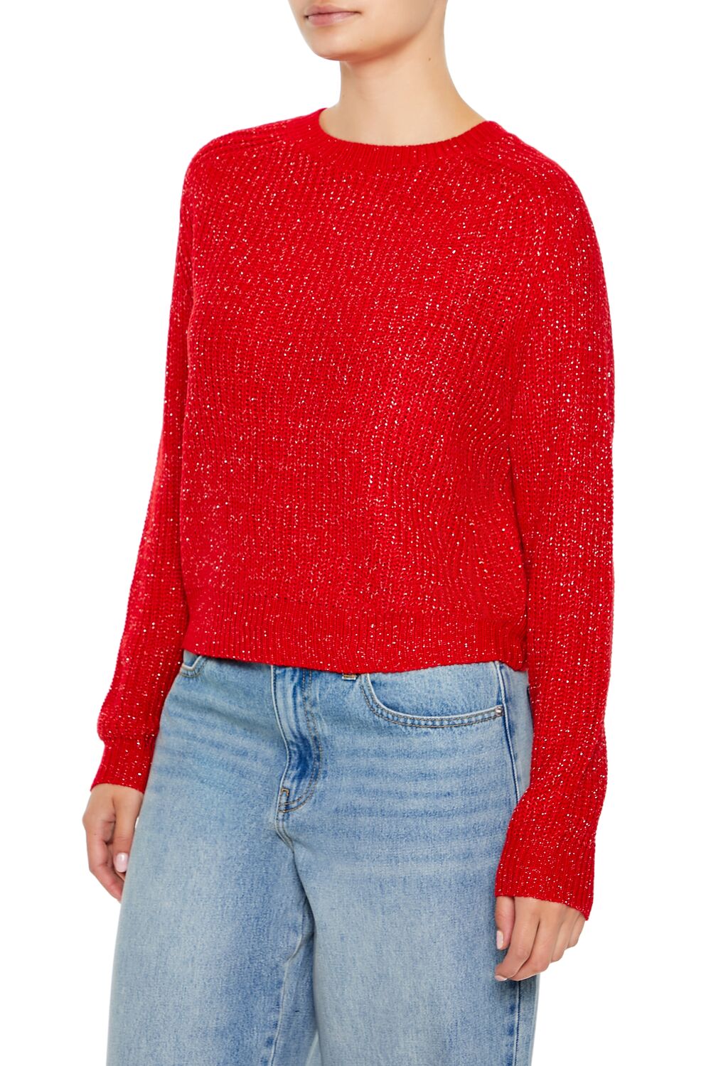  Forever 21 Metallic Knit Raglan Sweater - black - Bonton