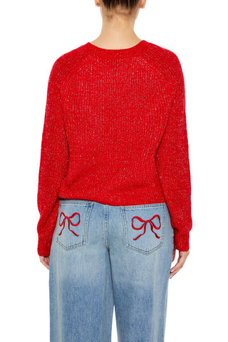 Metallic Knit Raglan Sweater