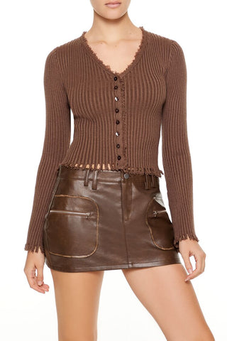 Frayed Cardigan Sweater