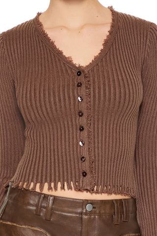 Frayed Cardigan Sweater