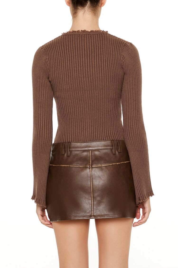  Forever 21 Frayed Cardigan Sweater - egret - Bonton