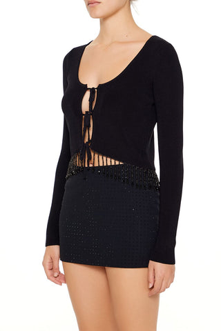 Beaded Fringe Cardigan Sweater