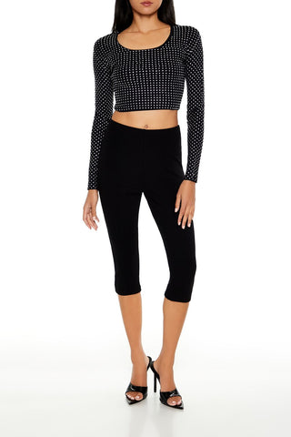 Rhinestone Cropped Sweater