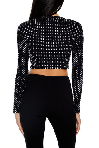 Rhinestone Cropped Sweater