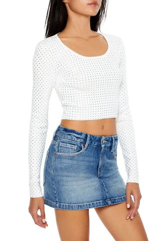 Rhinestone Cropped Sweater