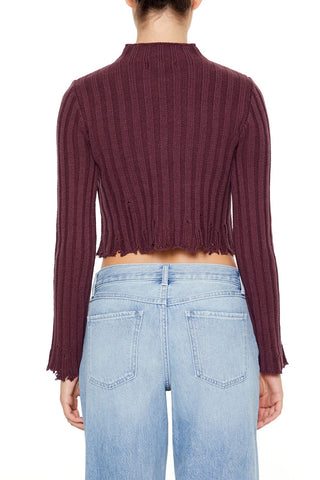 Distressed Mock Neck Sweater