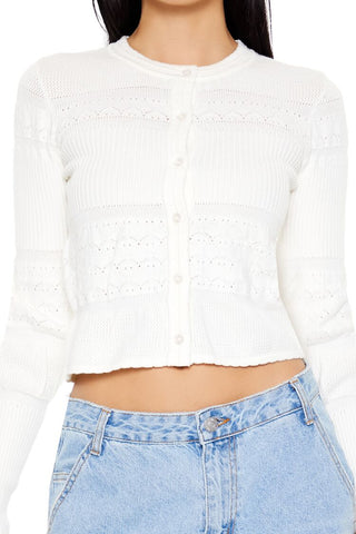 Mixed Knit Cardigan Sweater