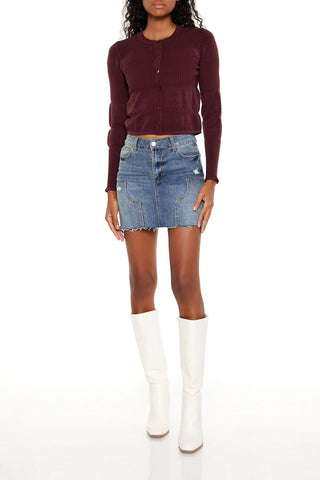 Mixed Knit Cardigan Sweater