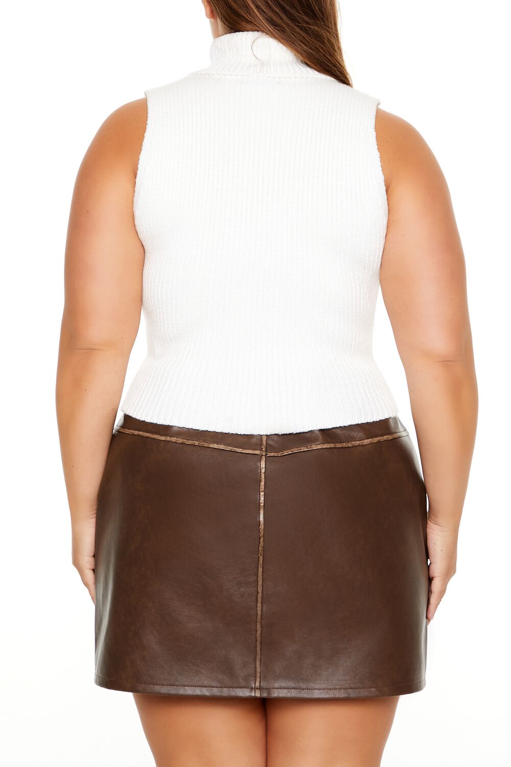  Forever 21 Plus Size Turtleneck Sweater-Knit Tank Top - egret - Bonton