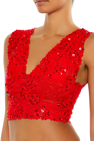 Sequin Lace Lingerie Crop Top