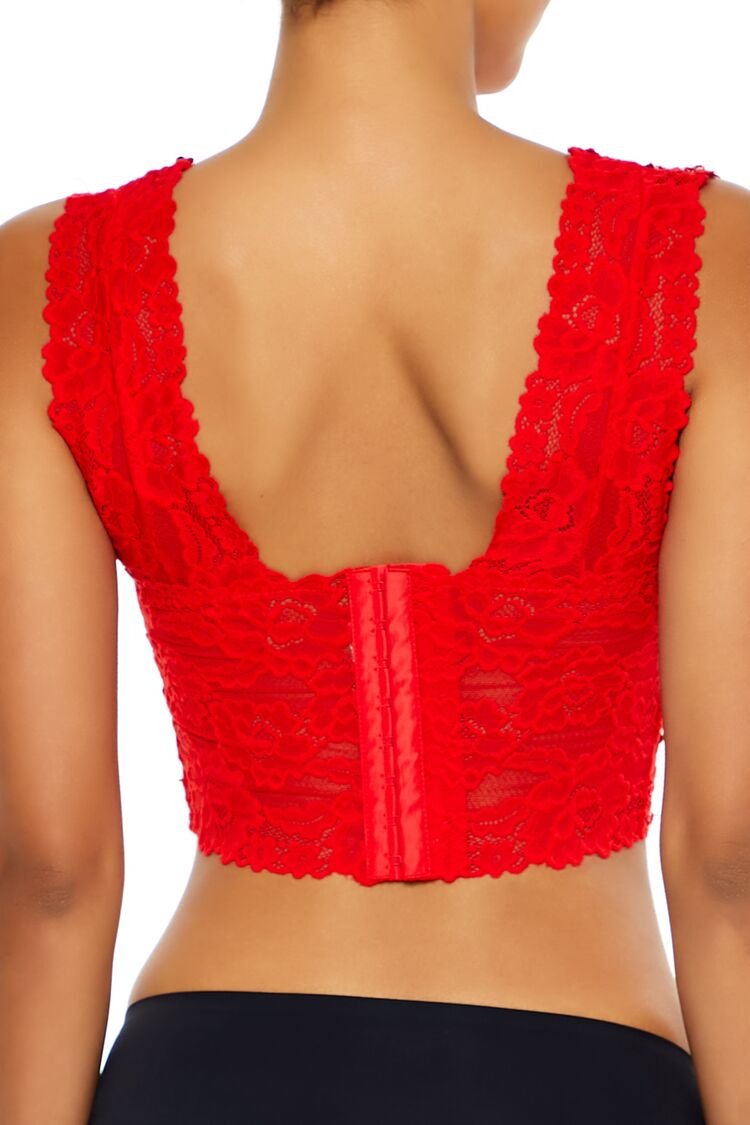  Forever 21 Sequin Lace Lingerie Crop Top - high-risk-red - Bonton