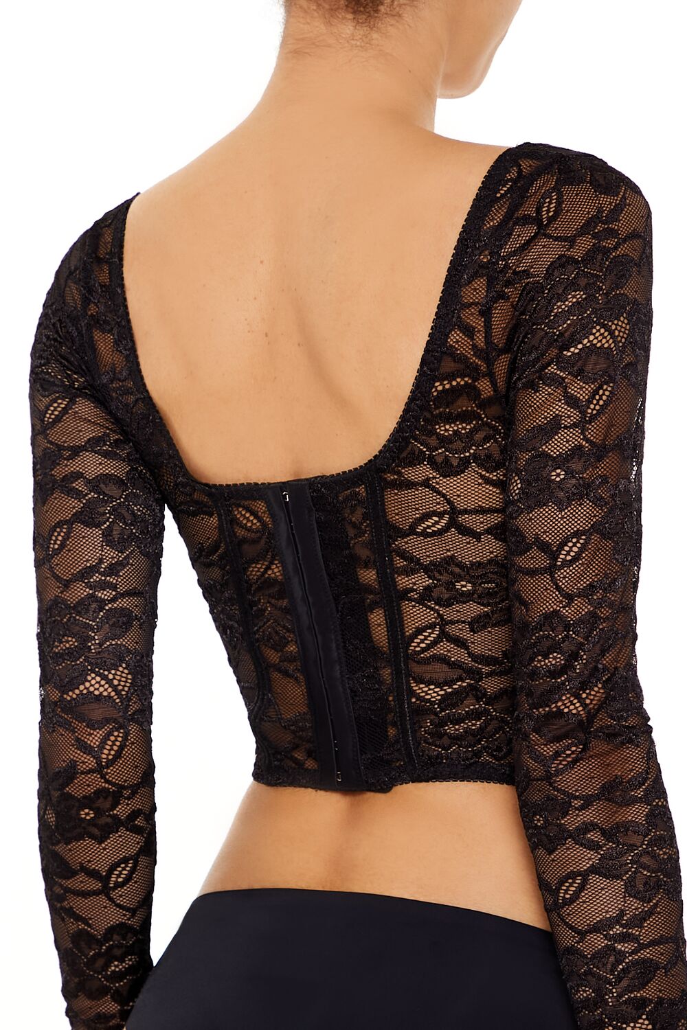  Forever 21 Lace Lingerie Corset Crop Top - black - Bonton