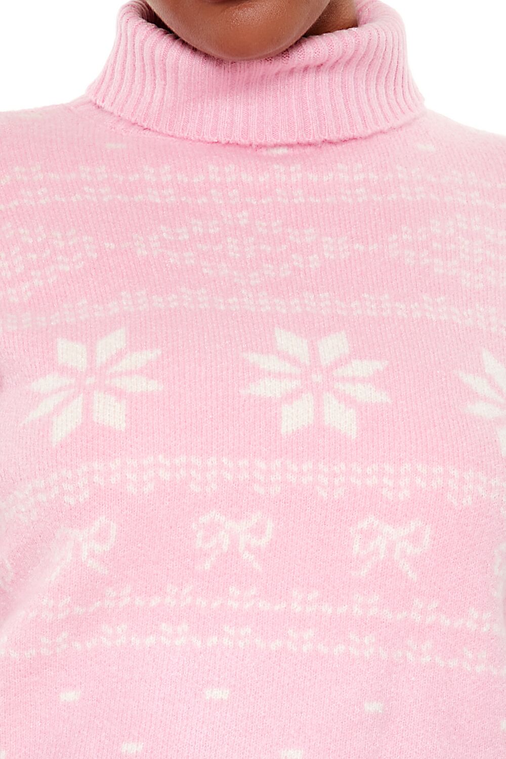 Forever 21 Plus Size Turtleneck Fair Isle Sweater - pink white - Bonton