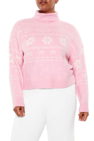Plus Size Turtleneck Fair Isle Sweater