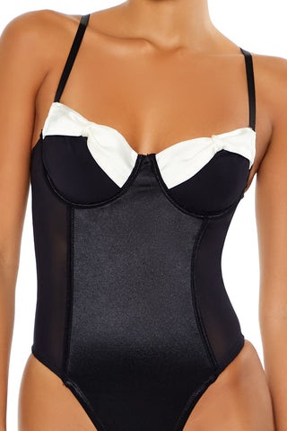 Bow Satin Lingerie Bodysuit
