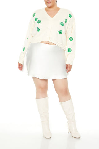 Plus Size Christmas Tree Cardigan Sweater