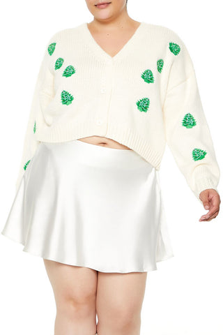 Plus Size Christmas Tree Cardigan Sweater