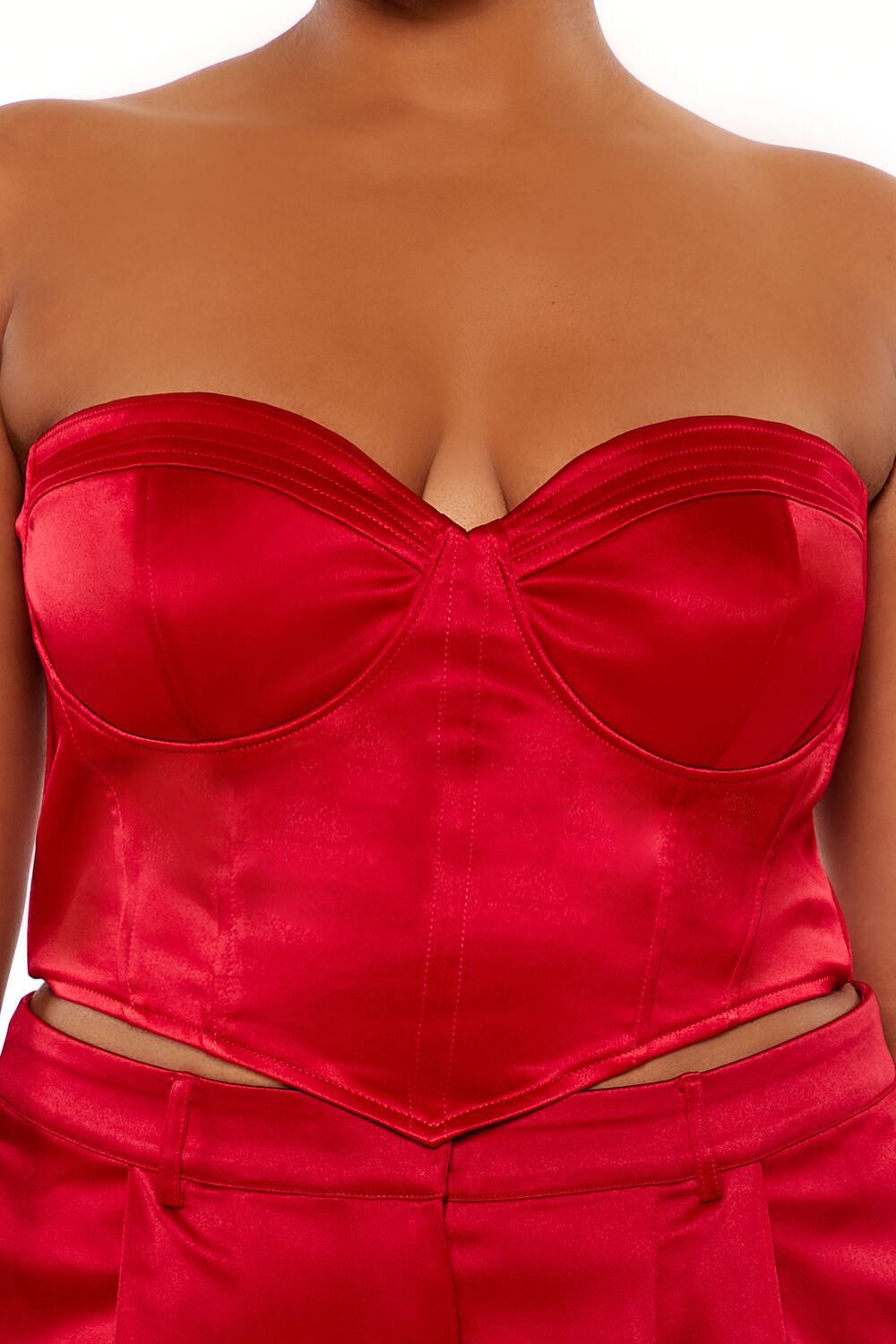  Forever 21 Plus Size Sweetheart Bustier Tube Top - dark red - Bonton