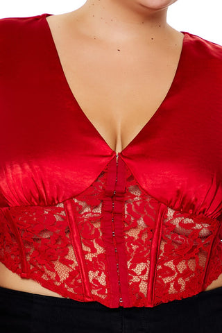 Plus Size Satin Corset Crop Top