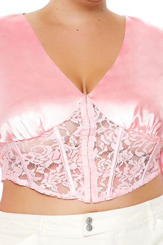 Plus Size Satin Corset Crop Top