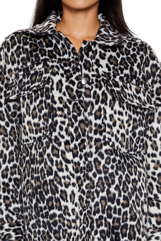Faux Suede Leopard Print Shacket