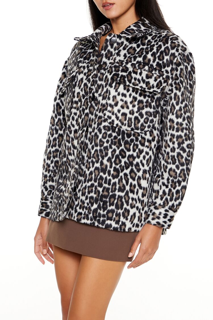  Forever 21 Faux Suede Leopard Print Shacket - brown-multi-swatch - Bonton