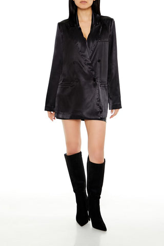 Satin Double-Breasted Blazer
