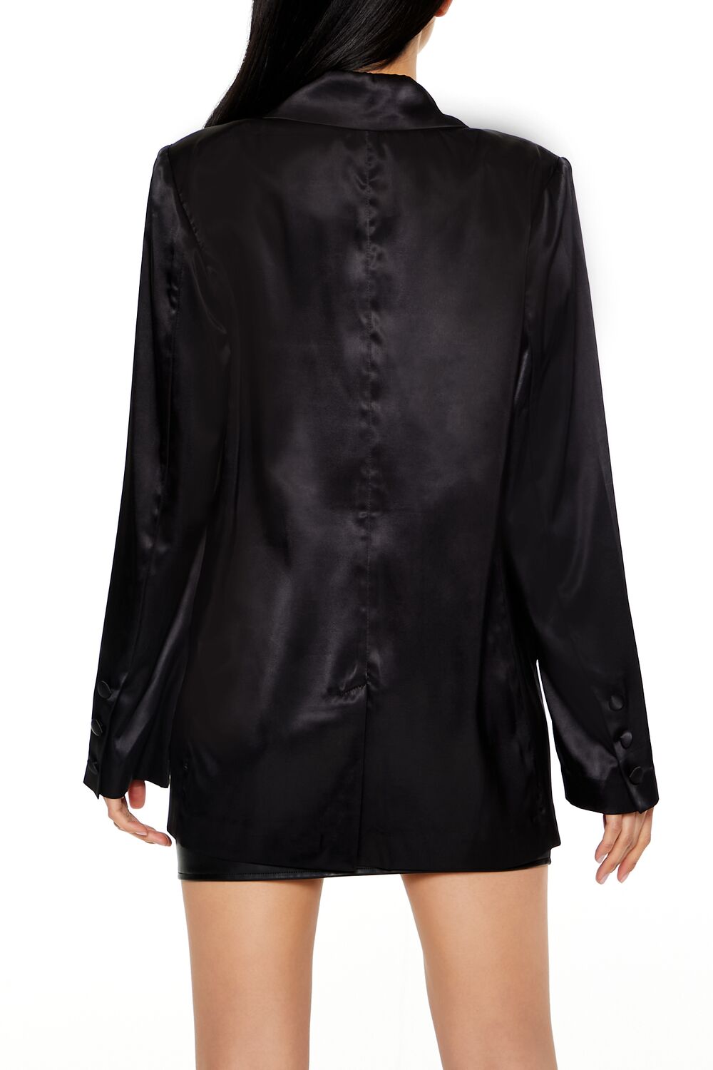  Forever 21 Satin Double-Breasted Blazer - black-swatch - Bonton