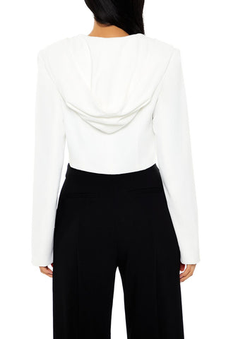 Plunging Hooded Cropped Blazer