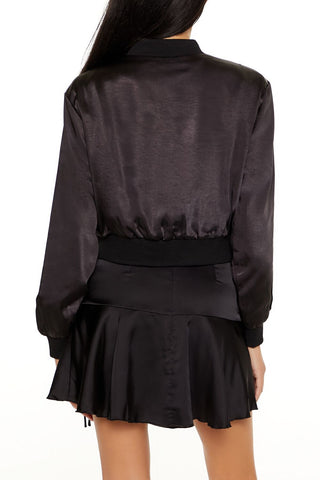 Rhinestone Charm Bomber Jacket