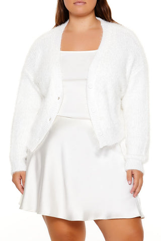 Plus Size Fuzzy Cardigan Sweater