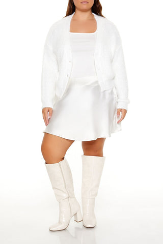 Plus Size Fuzzy Cardigan Sweater