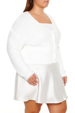 Plus Size Fuzzy Cardigan Sweater