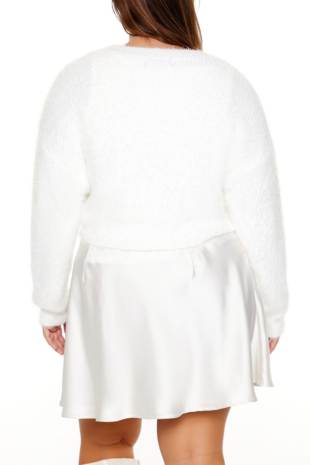  Forever 21 Plus Size Fuzzy Cardigan Sweater - white - Bonton