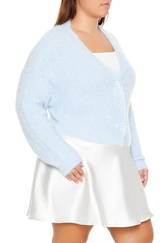 Plus Size Fuzzy Cardigan Sweater