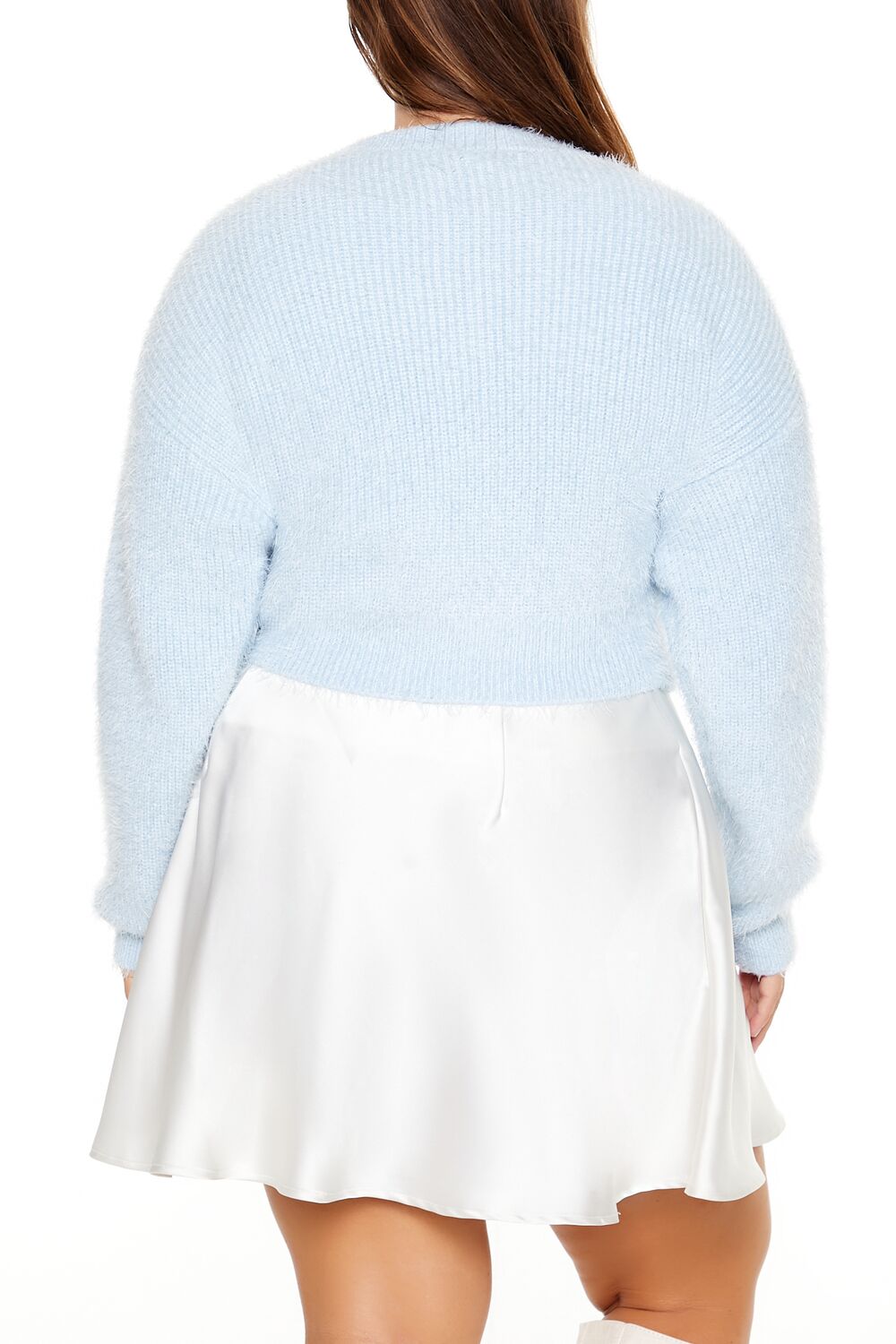  Forever 21 Plus Size Fuzzy Cardigan Sweater - white - Bonton