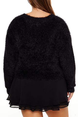 Plus Size Fuzzy Cardigan Sweater