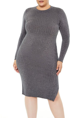 Plus Size Glitter Knit Midi Dress