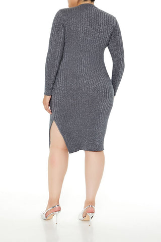 Plus Size Glitter Knit Midi Dress